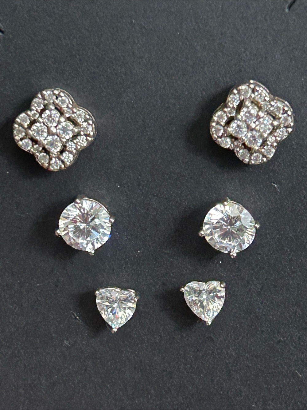 925 Sterling Silver Cubic Zirconia Stud Earring Set - White